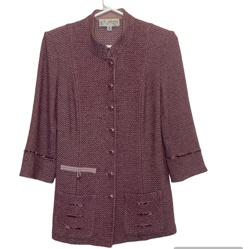 ST. JOHN Collection Knit Mandarin Collar Jacket Cardigan Size 6